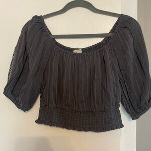 grey crop top with lace